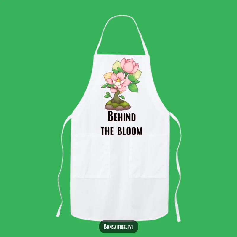 Funny Shy Bonsai Flower Peek Apron: Cute & Humorous Kitchen Accessory Gift