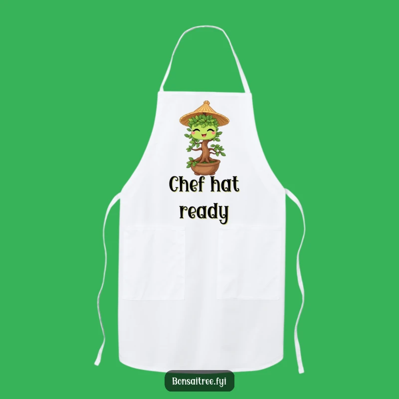 Funny Bonsai Straw Hat Apron - Chef Tree Character Kitchen Fun