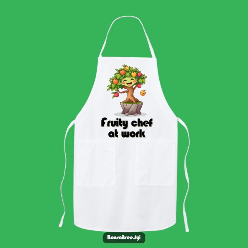 Funny Joyful Bonsai Tree Apron - Bouncing Fruit Chef Design, Great Gift