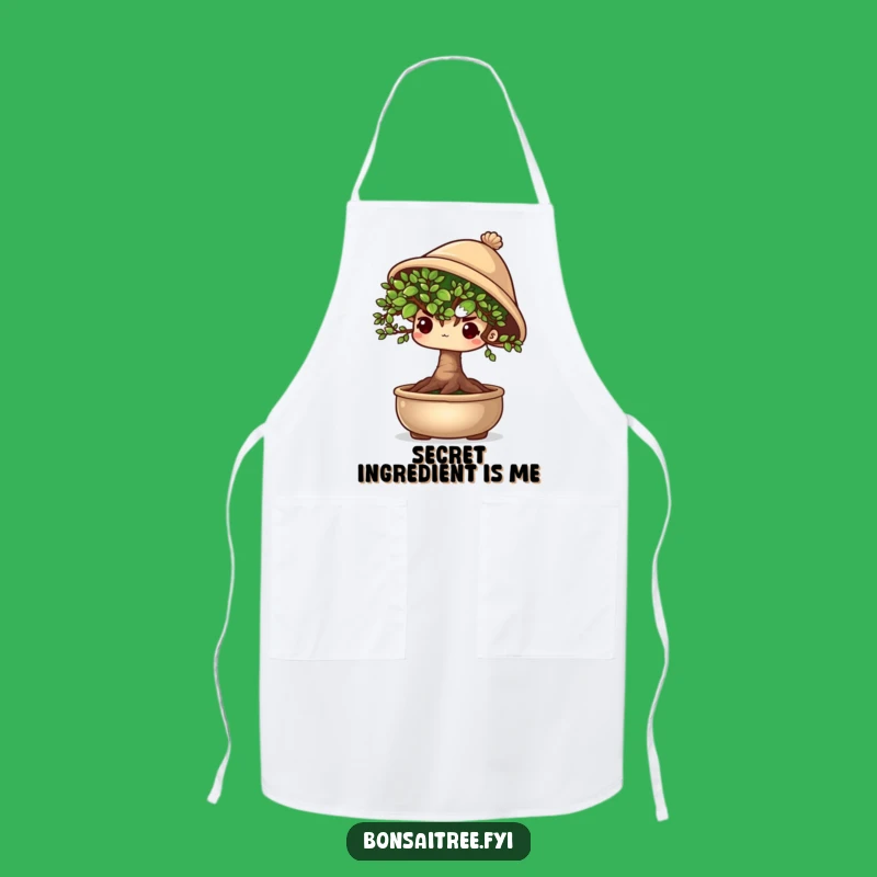 Funny Shy Bonsai Tree Apron - Cute Peeking Chef Character, Great Gift