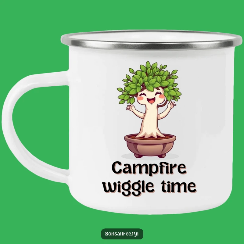 Funny Bonsai Tree Camping Mug: Wiggle Dance Adventure, Humorous Outdoor Gift