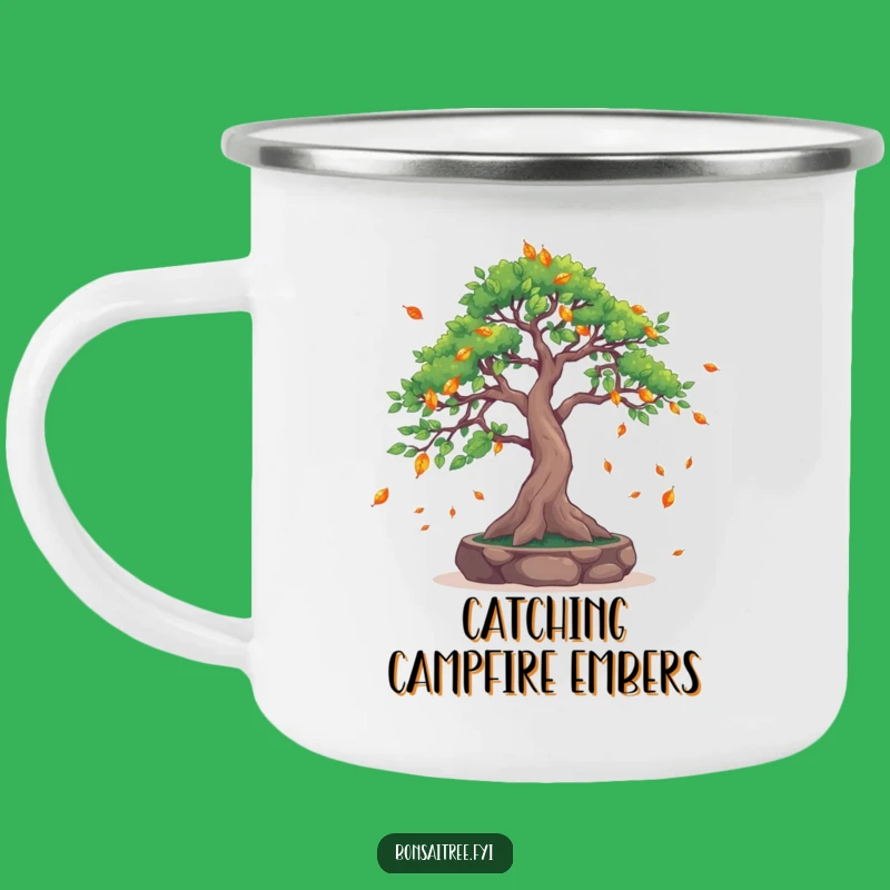 Funny Leaf-Catching Bonsai Camping Mug: Outdoor Serenity & Humor