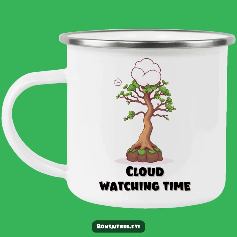 Funny Curious Bonsai Cotton Ball Camping Mug: Adventure with This Quirky Gift