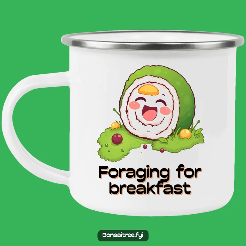 Funny Sushi Moss Camping Mug: Hilarious Roll Brews for Your Adventures!