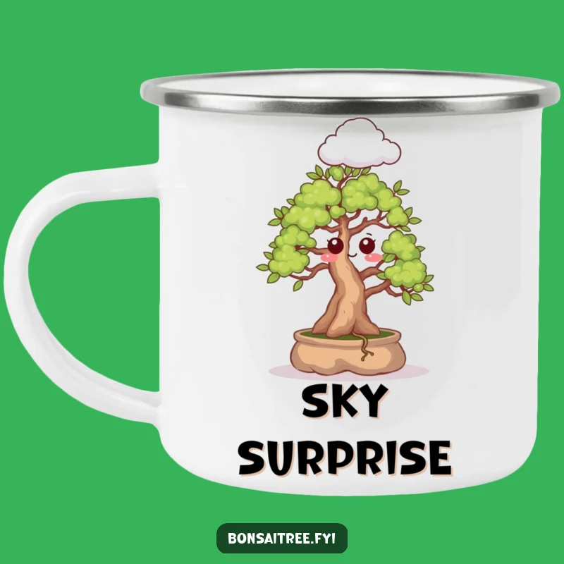 Funny Camping Mug: Surprised Bonsai, Cloud Sprout Adventure