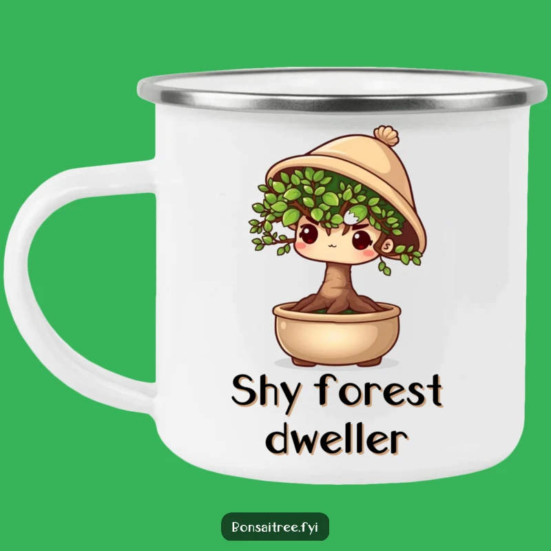 Funny Shy Bonsai Tree Camping Mug - Durable Peeking Character Cup, Perfect Gift
