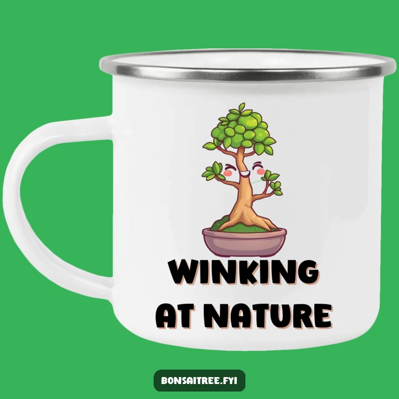 Funny Winking Bonsai Camping Mug: Your Adventurous Companion for Warm Sips