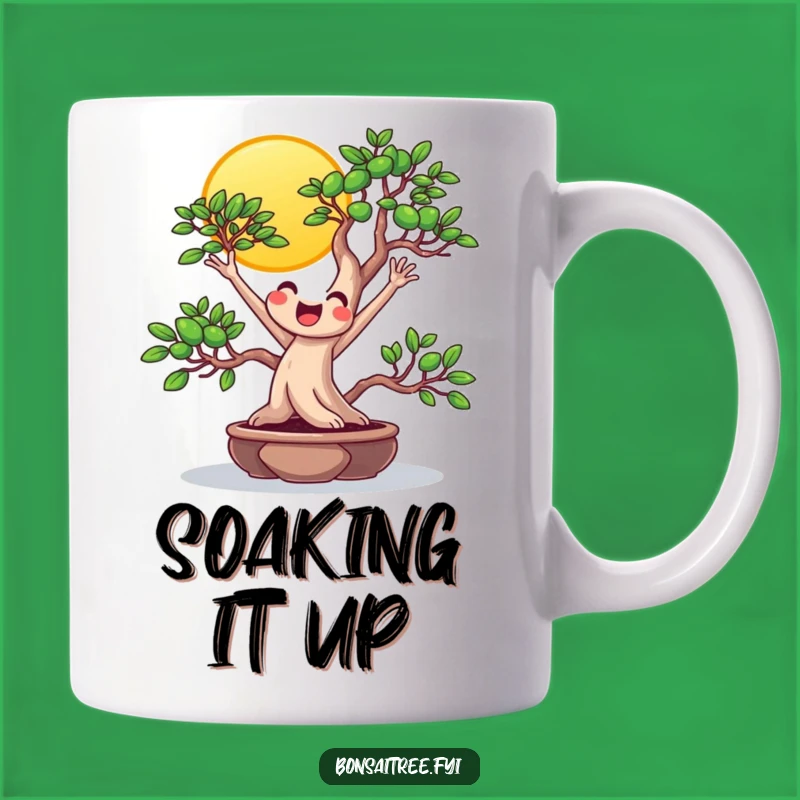 Funny Beaming Bonsai Sun Stretch Mug: Joyful & Positive Gift for Optimists