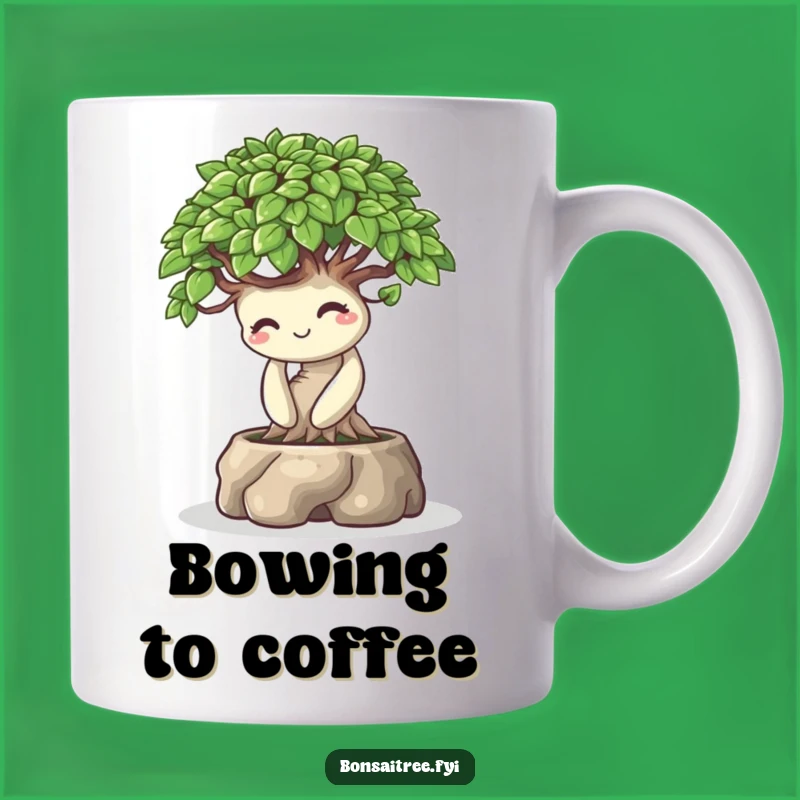 Funny Bowing Bonsai Smile Mug: Playful Tree Gift