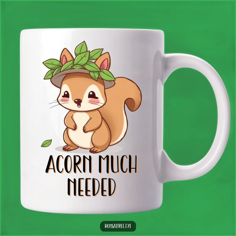 Funny Playful Squirrel Leaf Hat Mug - A Whimsical Gift for Nature Lovers and Jokers
