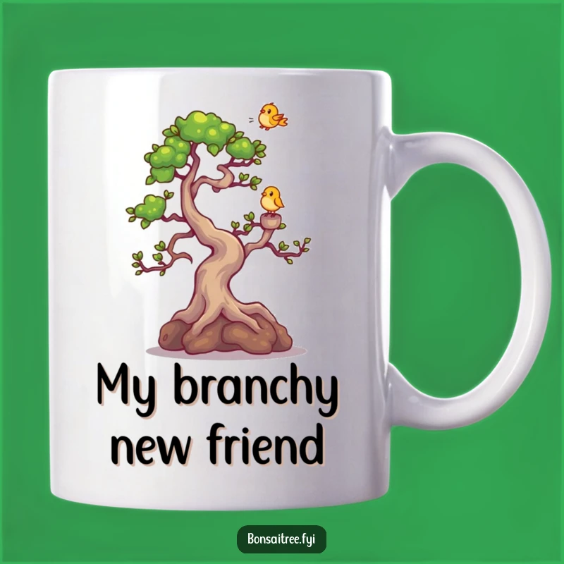 Funny Bonsai Giggling Tree Mug - Adorable Bird Landing Gift for Nature Lovers