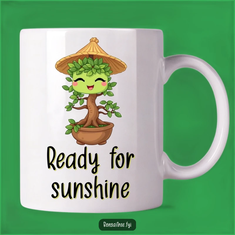 Funny Bonsai Winking Straw Hat Mug - Playful Tree Character Gift