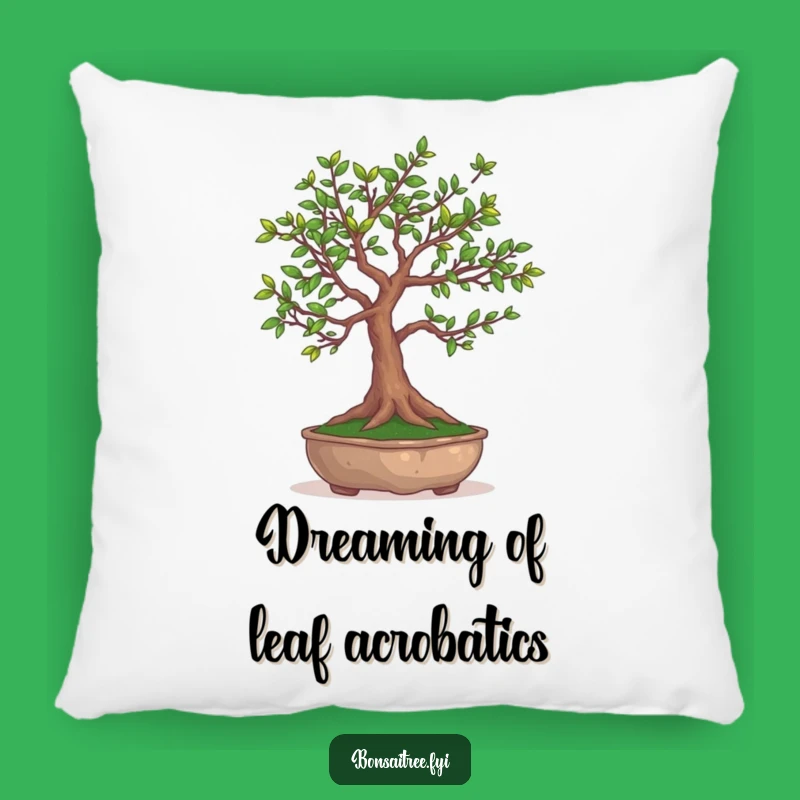 Funny Bonsai Tree Juggling Leaves Pillow - Comfy & Humorous Accent