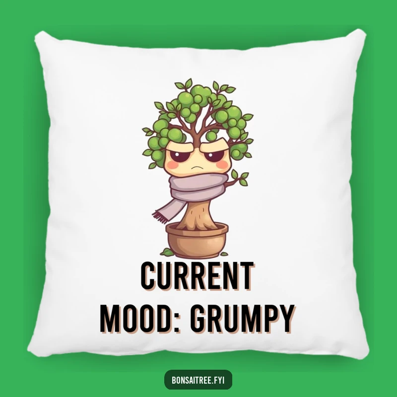 Funny Grumpy Bonsai Tree Pillow - Snuggle Up with Comical Plant Comfort