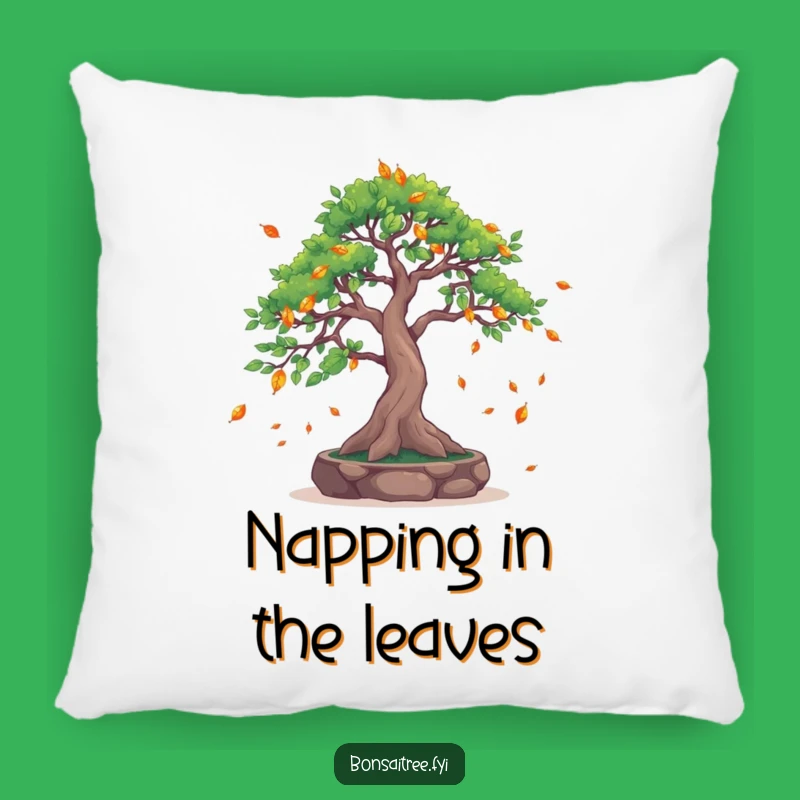 Funny Leaf-Catching Bonsai Pillow: Cozy Nature Humor for Relaxation