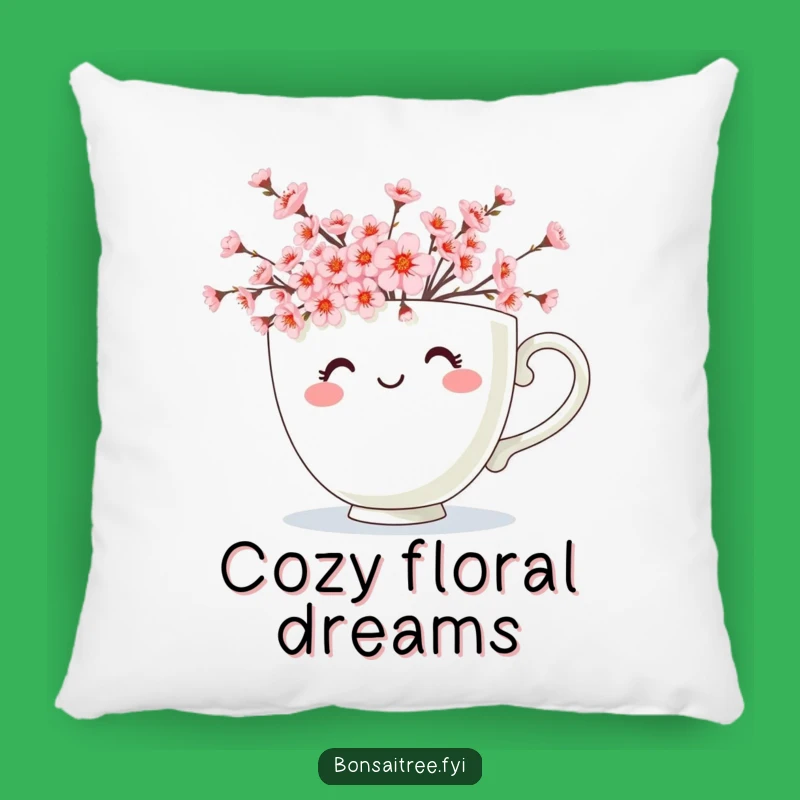 Funny Teacup Blossoms Pillow: Cozy Up with Cheerful Floral Comfort!