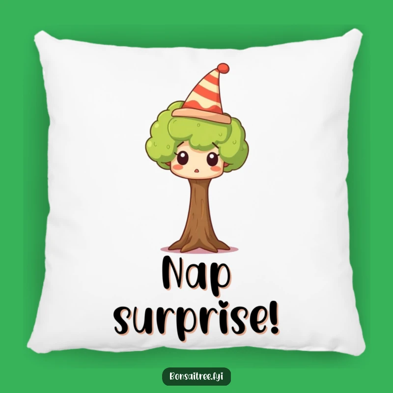 Funny Surprised Tree Pillow: Cozy Comfort with Silly Hat Charm