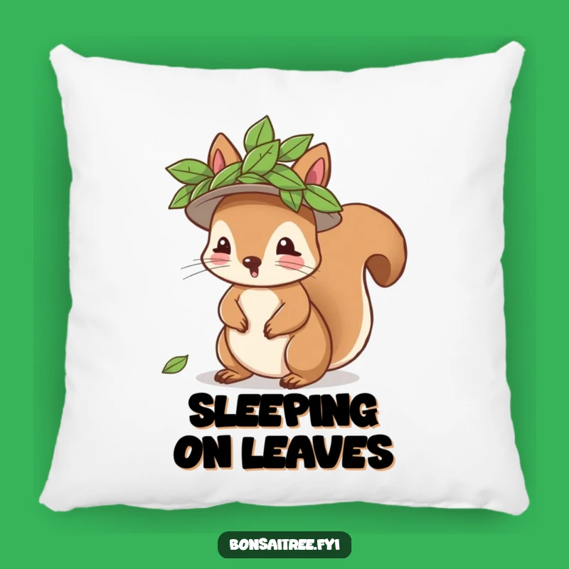 Funny Squirrel Leaf Hat Pillow - Cozy Comfort with Woodland Charm
