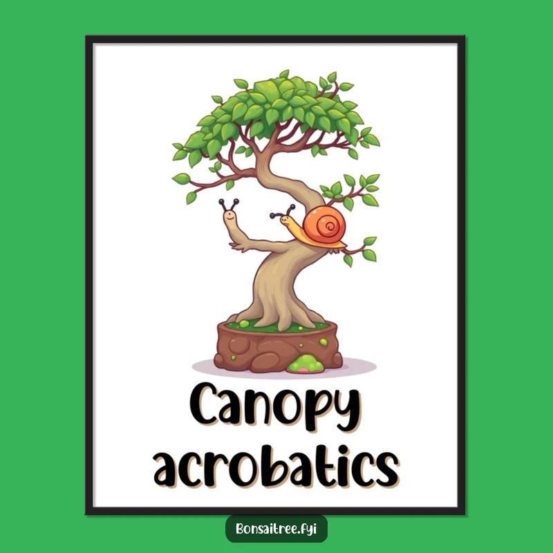 Funny Bonsai Snail Balancing Digital Print - Instant Mischievous Art