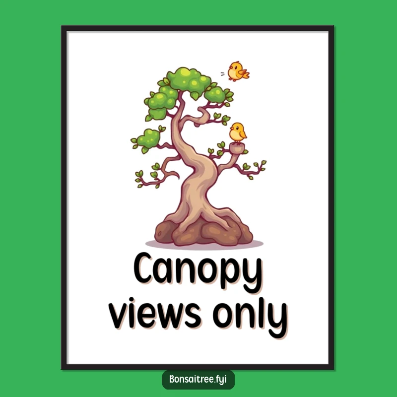 Funny Bonsai Giggling Digital Print - Instant Tree & Bird Wall Art