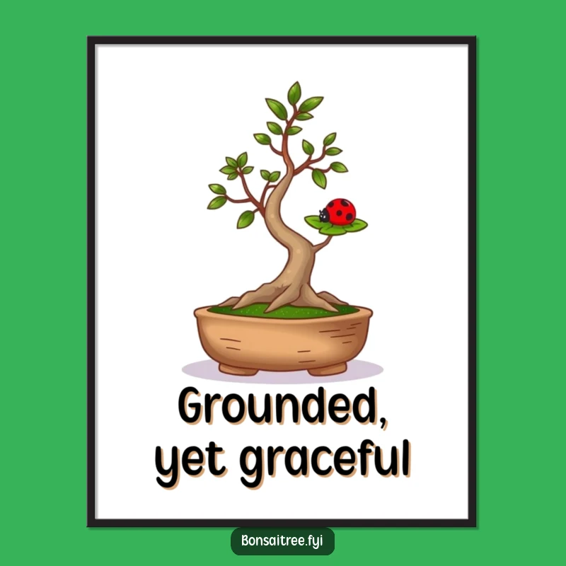 Funny Bonsai Ladybug Balance Digital Art - Instant Humorous Nature Decor