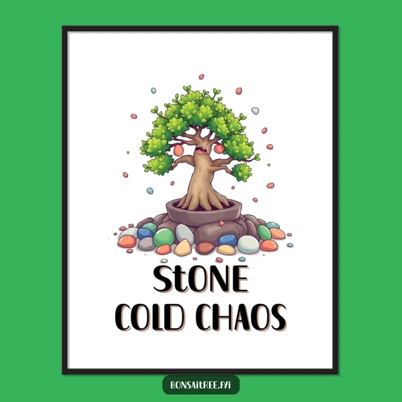 Funny Bonsai Stone Spill Digital Art: Instant Cheerful Decor
