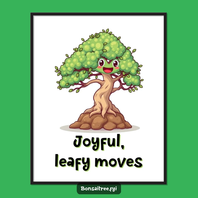 Funny Happy Bonsai Dancing Digital Art - Instant Joyful Decor