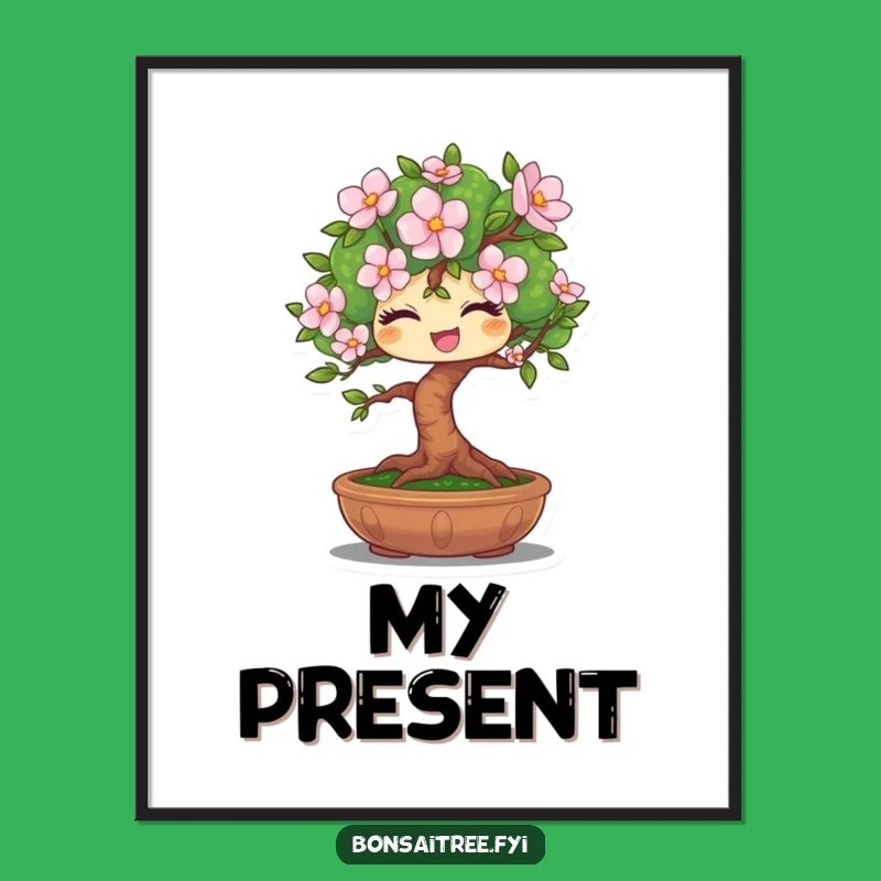 Funny Winking Bonsai Bloom Digital Art: Decorate with This Humorous Gift