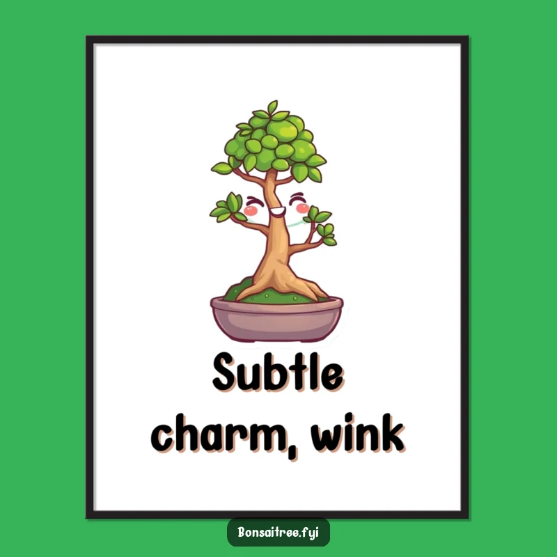 Funny Winking Bonsai Digital Art, A Printable Whimsical and Comical Gift File