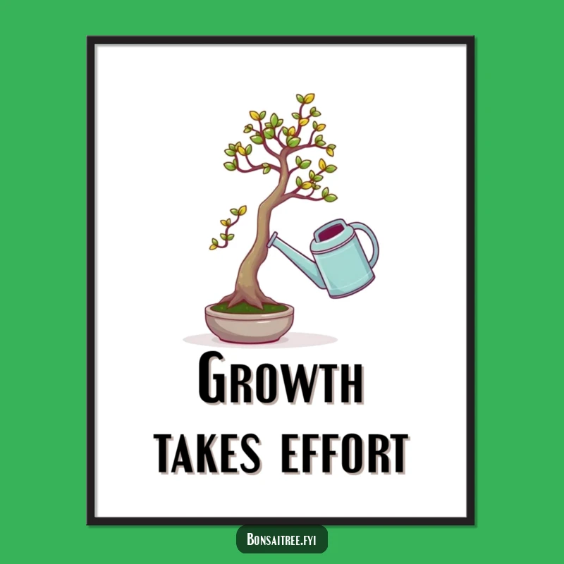 Funny Bonsai Tree Watering Can Digital Art: Hilarious Printable Decor for Plant Lovers