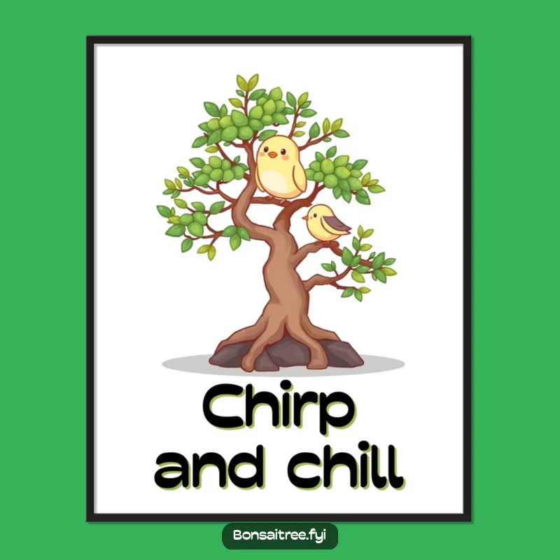 Happy Bonsai Bird Digital Art Print: Instant Nature Cheer for Your Walls, Lovely Funny Gift