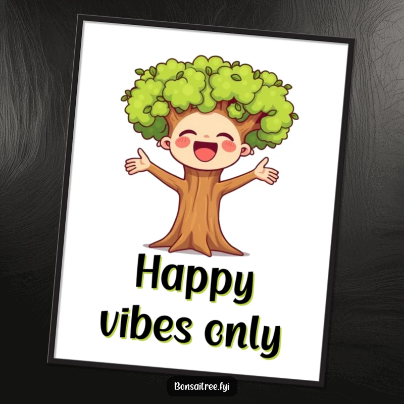 Funny, printable digital art of a cheering tree, perfect for instant wall decor and spreading joy.