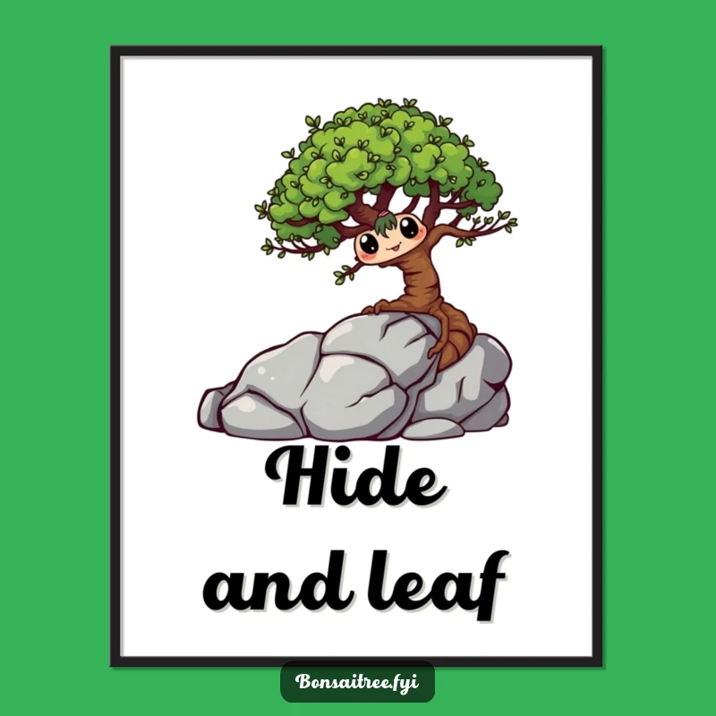 Funny Bonsai Tree Digital Art: Mischievous Hider Smile, Instant Humorous Decor Gift