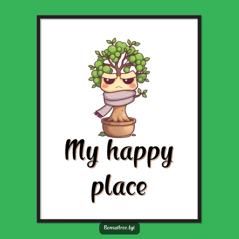 Funny Grumpy Bonsai Tree Digital Art - Instant Download of Hilarious Plant Character Art