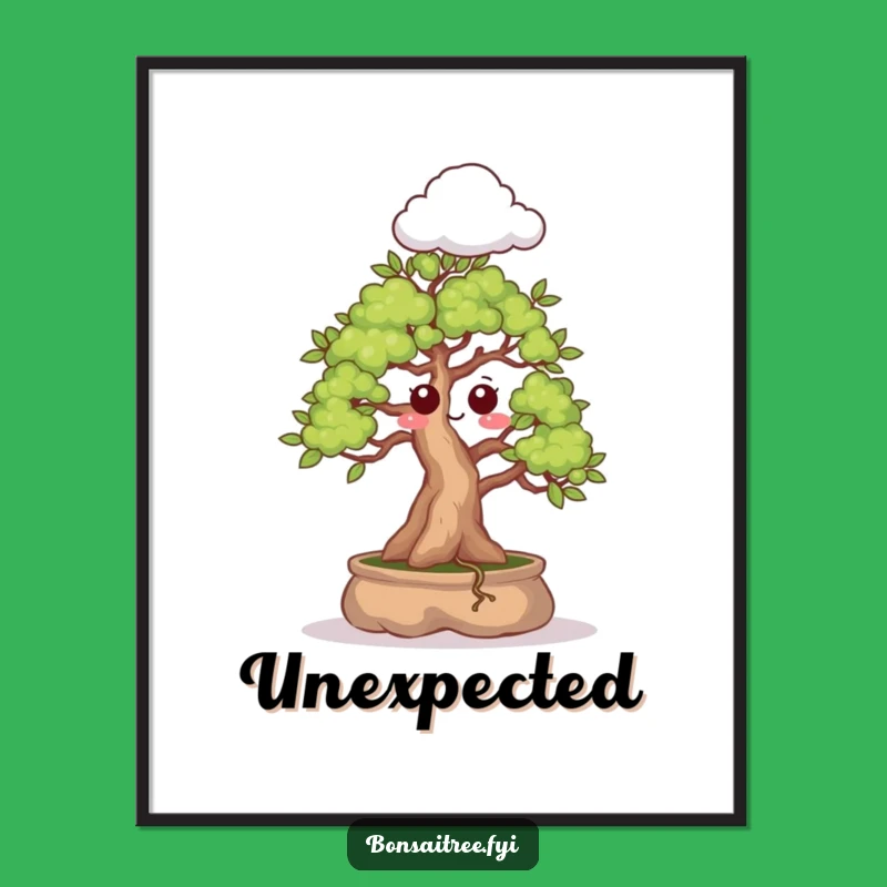 Funny Digital Art Print: Surprised Bonsai, Cloud Sprout Instant Fun