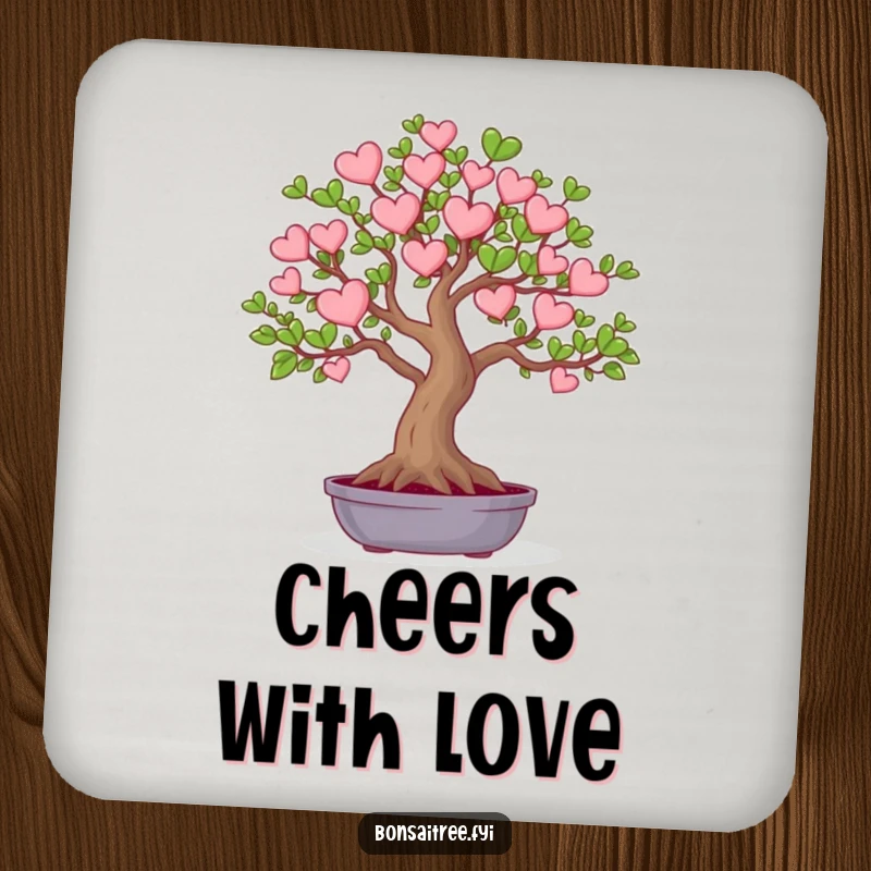 Funny set of drink coasters featuring a tree with heart-shaped leaves, bringing love and humor.