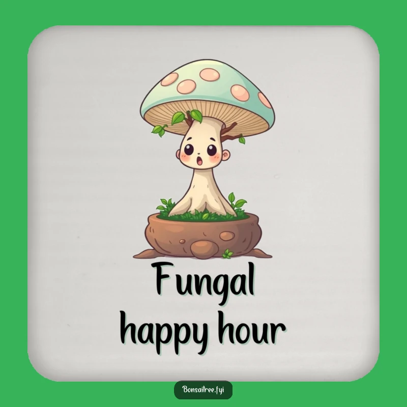 Funny Bonsai Mushroom Surprise Coaster Set: Protect Surfaces Hilariously