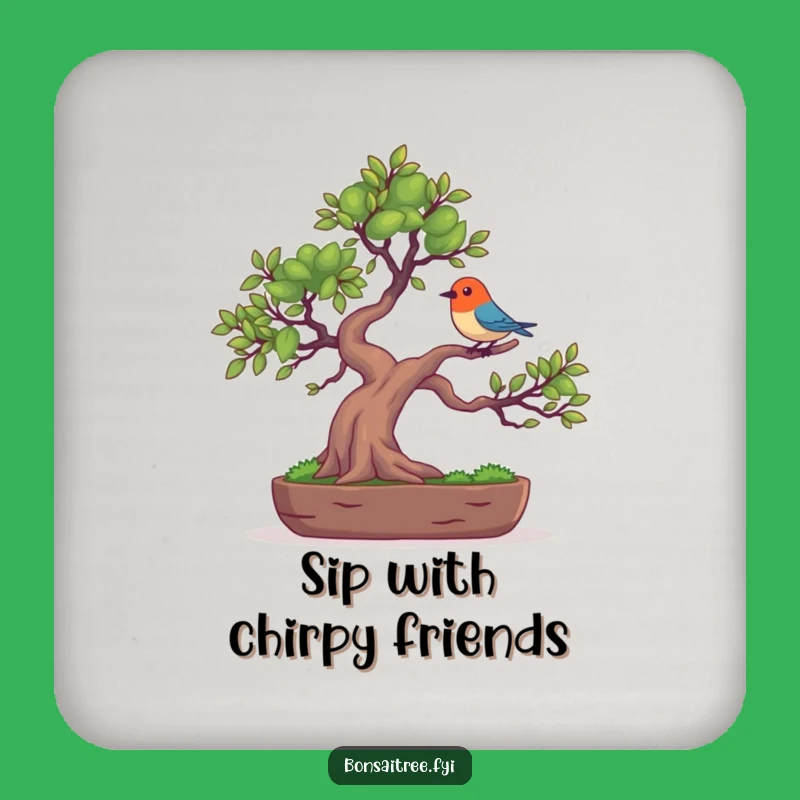 Funny Bird Bonsai Coaster Set: Balanced Tree Gift