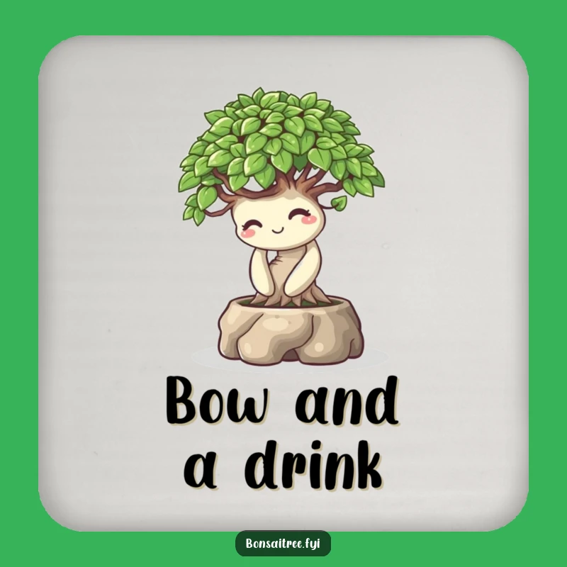 Funny Bonsai Bow Coaster Set: Playful Smile Gift