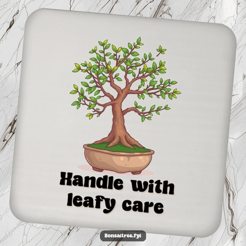 Funny Bonsai Tree Coaster: A humorous coaster featuring a bonsai tree juggling its own miniature leaves.