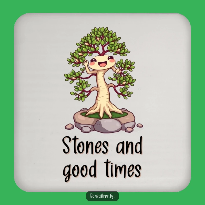 Funny Jigging Bonsai Coaster Set: Cheerful Protection with Plant Humor