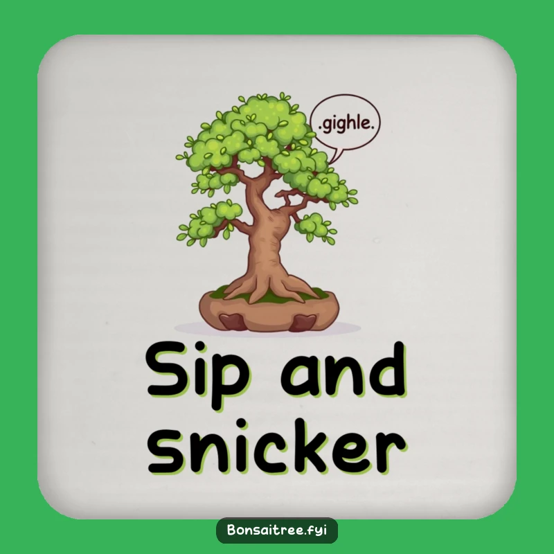 Funny Giggle Bonsai Drink Coaster: Protect Surfaces with Plant Humor