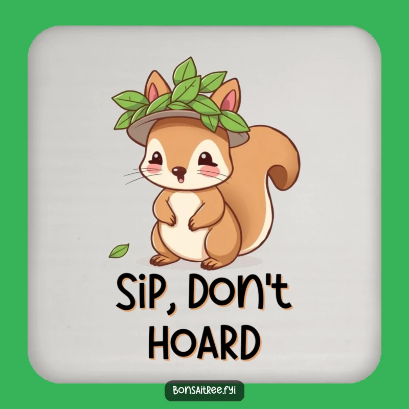 Funny Squirrel Leaf Hat Coaster Set - Protect Surfaces with Woodland Charm