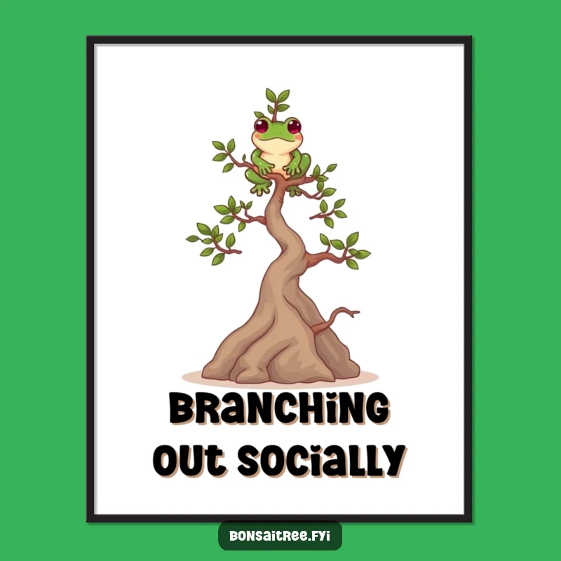 Funny Bonsai Frog Balance Poster: Whimsical Nature Art Gift