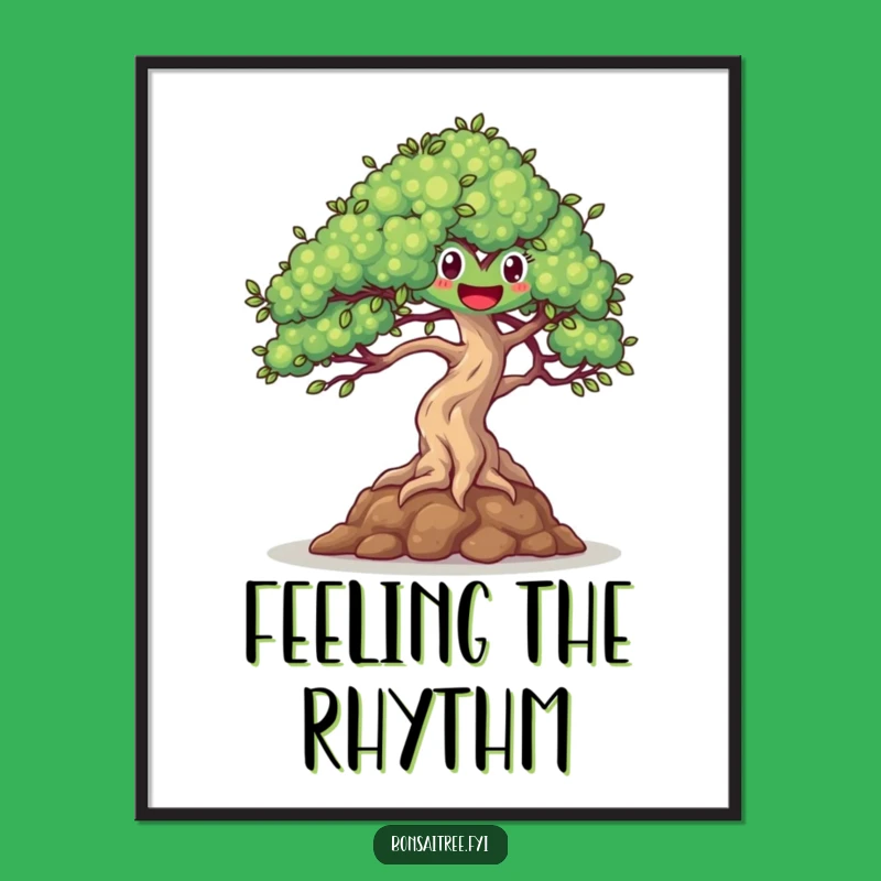 Funny Happy Bonsai Dancing Poster - Joyful Wall Art for Any Room