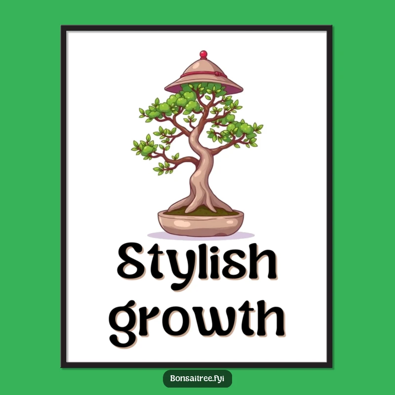 Funny Bonsai Poster: Hat-Wearing Tree, Waving Branch Art