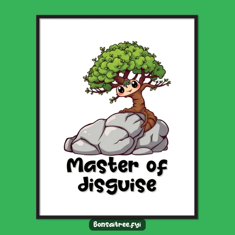 Funny Bonsai Tree Poster: Mischievous Hider Art, Hilarious Plant Decor Gift