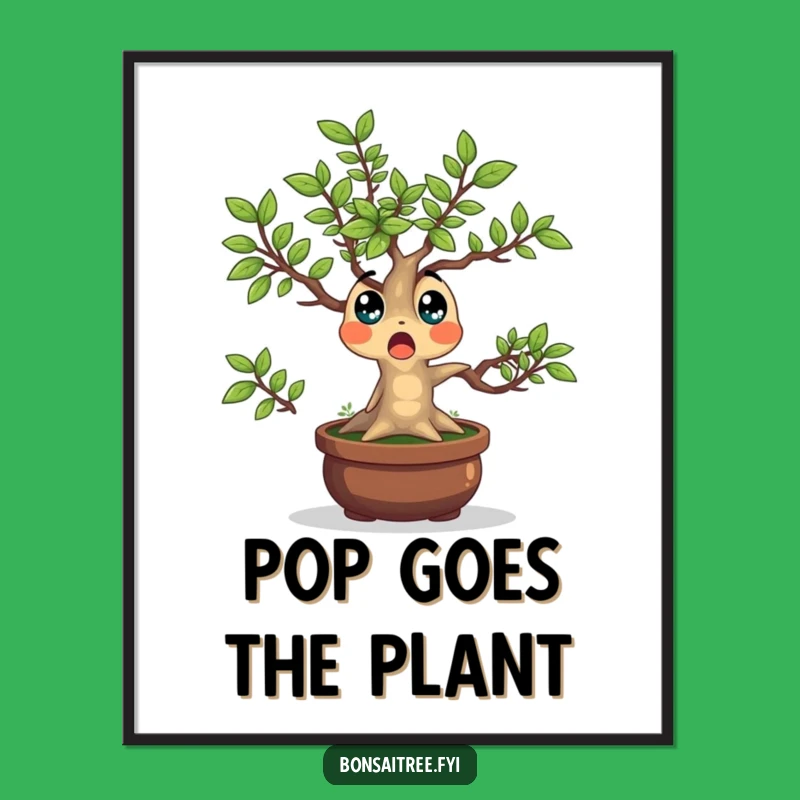 Funny Bonsai Tree Poster: Surprised Leaves Art, Hilarious Plant Decor Gift
