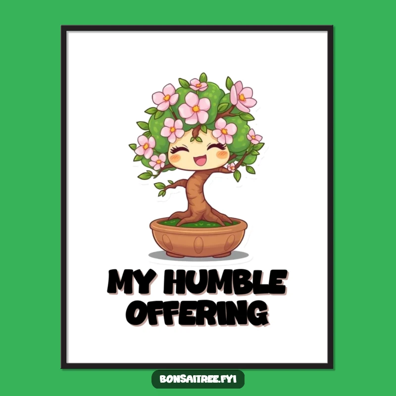 Funny Winking Bonsai Bloom Poster: Bring Nature's Humor Home as a Gift