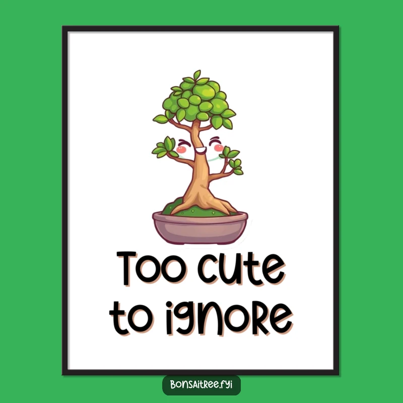 Funny Winking Bonsai Tree Poster, A Whimsical and Comical Wall Art Gift